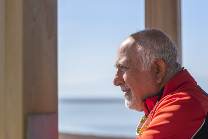 An old man looking away Old man looking off into the distance